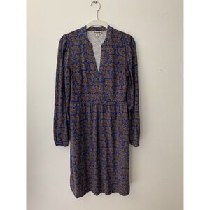 BODEN Naomi Relaxed Jersey Dress Gingerbread  Dandelion Sprig 6R Boho Vneck